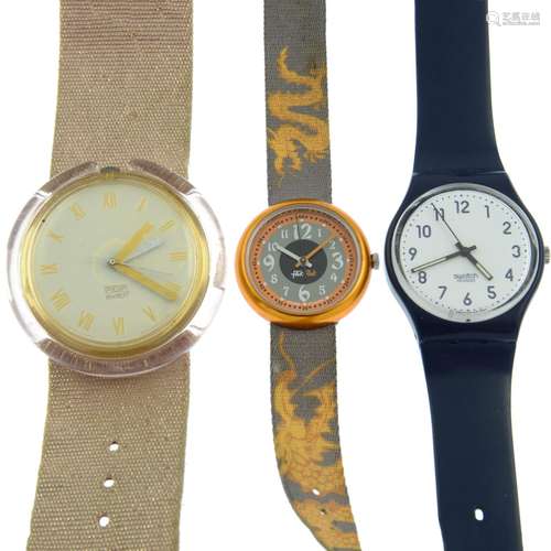 A group of twelve assorted Swatch watches.