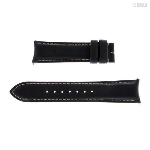 BREMONT - a black leather watch strap.