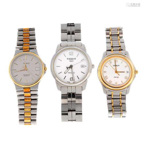 A group of eight assorted Tissot watches.