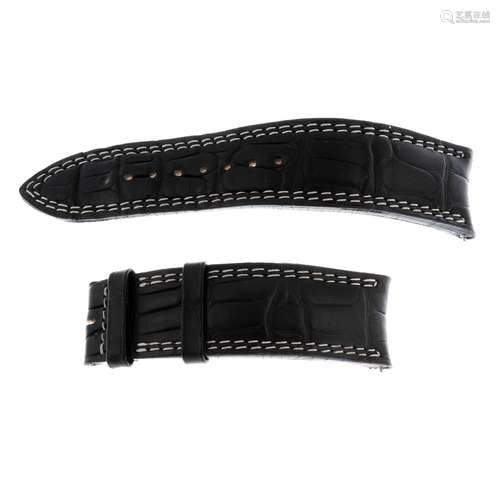 JAEGER-LECOULTRE - a black alligator watch strap, to fit lug...