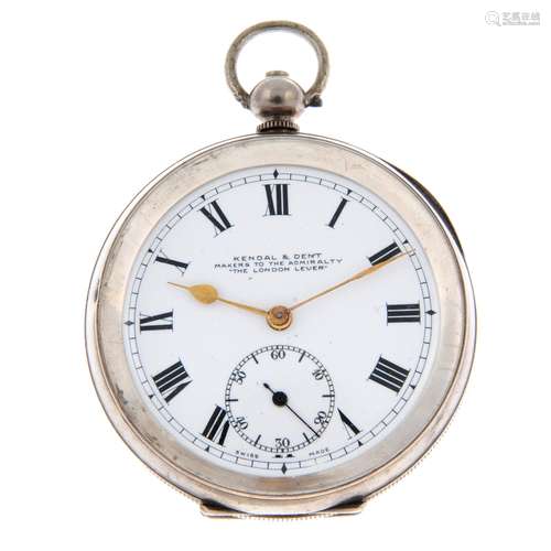 An open face pocket watch by Kendal & Dent.