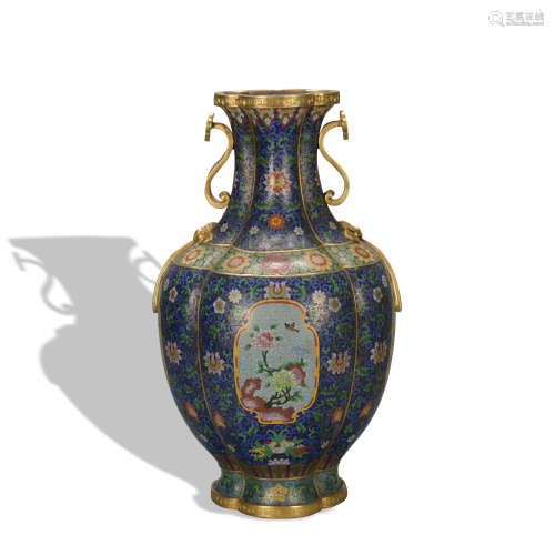 A Cloisonne enamel 'flowers' vase