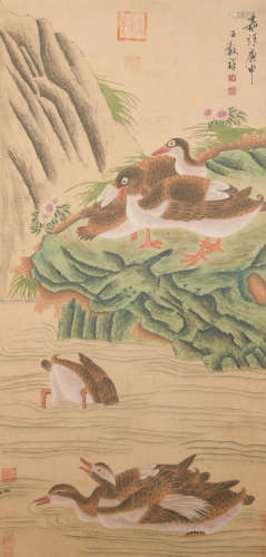 A Wang guxiang's flower and bird painting