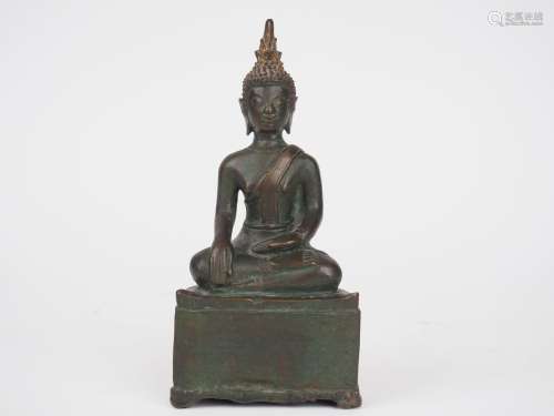 Statuette en bronze à patine verte. Laos, XVIIIème siècle. H...