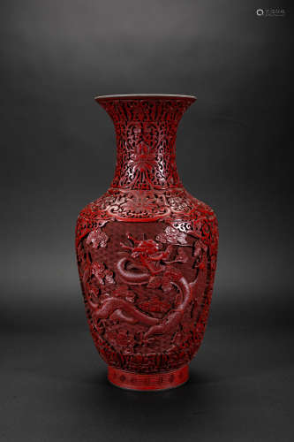 Carved Lacquerware Vase From Qing