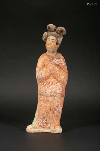 Maid Pottery Figurine From Tang