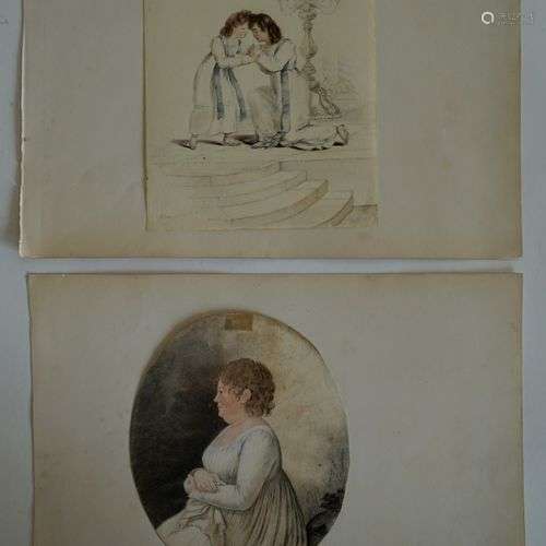Armand Ph. Joseph BÉRA (1784-1836) (attribué à). Deux enfant...