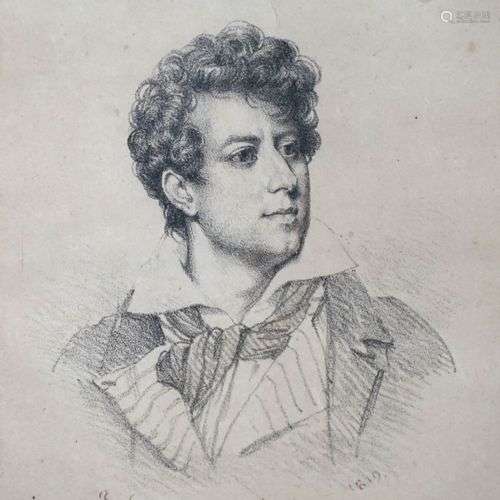 Ecole française du XIXe siècle. Jeune homme à la lavallière....