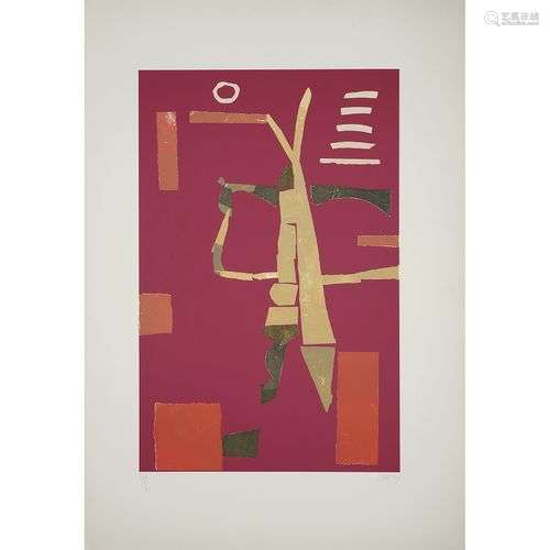 ANDRÉ LANSKOY (1902-1976) COMPOSITION SUR FOND ROUGE Lithogr...