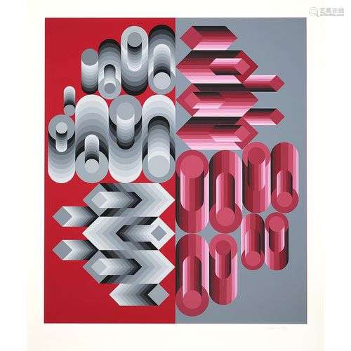 VICTOR VASARELY (1906-1997) SANS TITRE Sérigraphie en couleu...