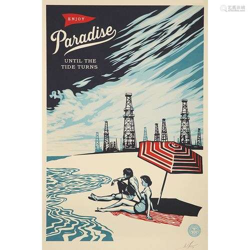 SHEPARD FAIREY (Né en 1970) ENJOY PARADISE, 2017 Lithographi...