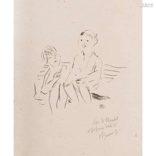 PIERRE BONNARD (1867-1947) DEUX ENFANTS SUR UN BANC Lithogra...