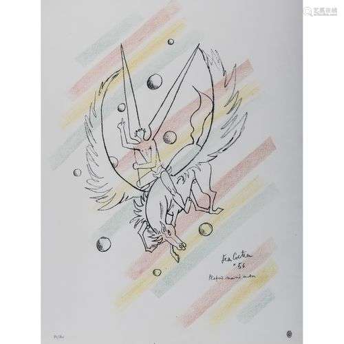 JEAN COCTEAU (1889-1963) PÉGASE, 1956 Lithographie en couleu...