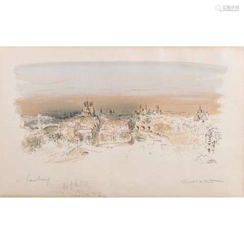 ANDRÉ HAMBOURG (1909-1999) VUE DE PARIS Lithographie en coul...