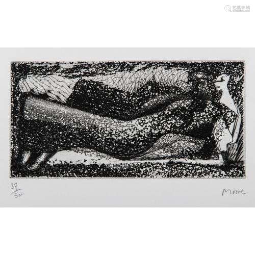 HENRI MOORE (1898-1986) RECLINING FIGURE Eau-forte sur BFK R...