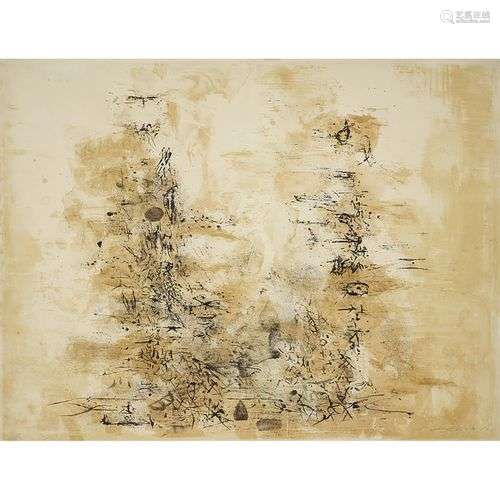 ZAO WOU-KI (1920-2013) DEUX ARBRES, 1955 Lithographie en cou...