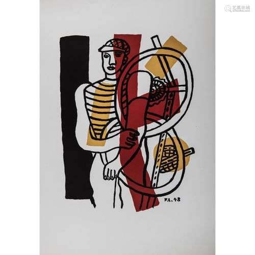 FERNAND LÉGER (D'APRÈS) CYCLISTE Lithographie en couleurs su...