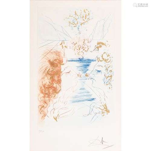 SALVADOR DALÍ (1904-1989) LE BAISER, 1971 Planche du Cantiqu...