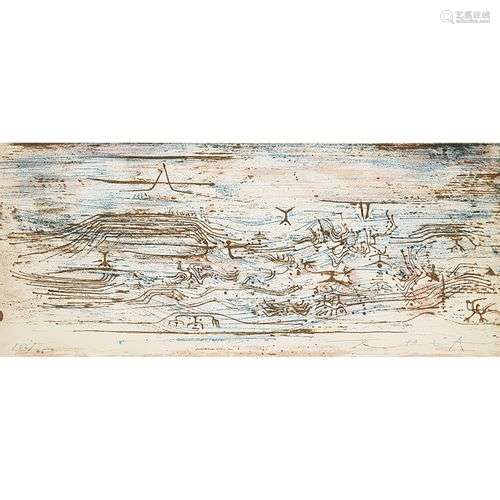 ZAO WOU-KI (1920-2013) PAYSAGE ROSE ET BLEU, 1954 Lithograph...