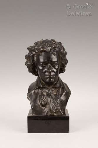 Raphaël NANNINI (XIX-XX) Beethoven Buste en bronze patiné no...