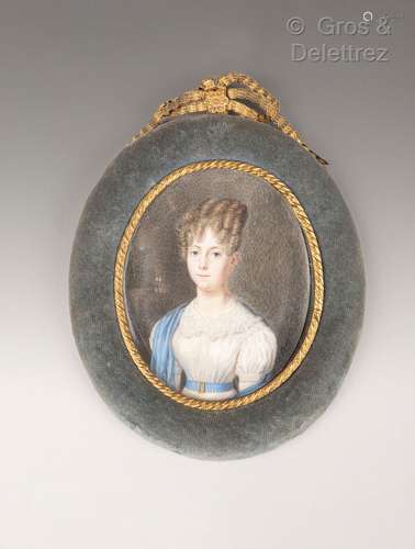 Pierre Louis BOUVIER (1765-1836) Portrait de jeune fille en ...