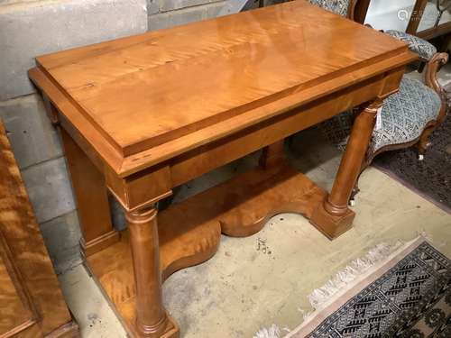 A Biedermeier style satin birch console table, width 99cm de...