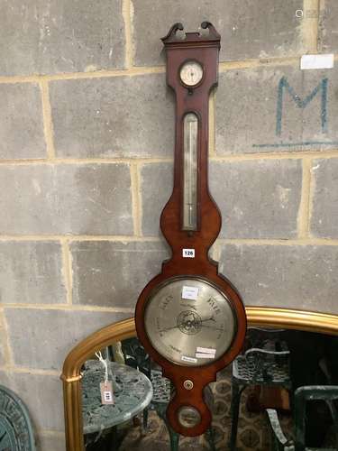 A 19th century mahogany wheel barometer, height 106cm