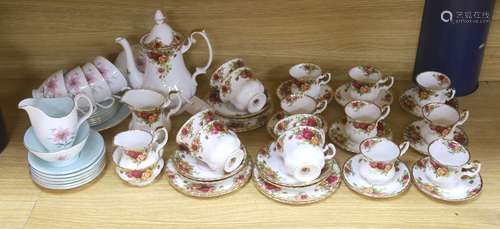 A Royal Albert Old Country Roses part tea and coffee set, to...