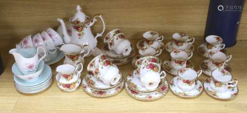 A Royal Albert Old Country Roses part tea and coffee set, to...