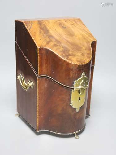 A George III mahogany knife box, of small proportions, heigh...