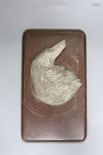 An early 20th century German mounted relief of a borzoi, 33 ...