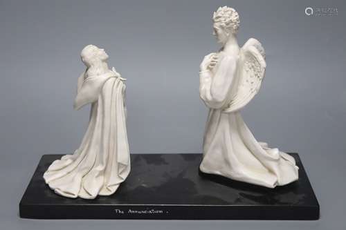 B.Henry 1956. A ceramic group 'The Annunciation', on stand, ...