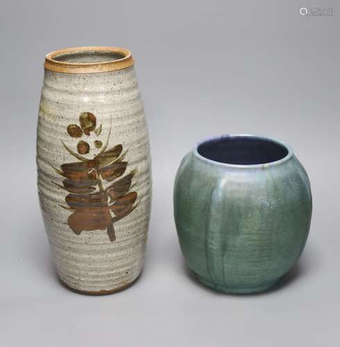 An Upchurch pottery vase and a Clare Sutcliffe? pottery vase...