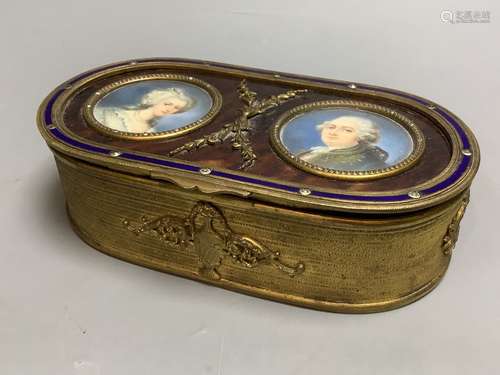 A tortoiseshell and ivory miniature portrait box, c.1900, 15...