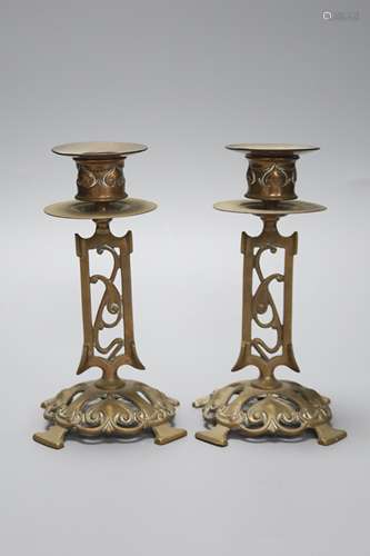 A pair of Art Nouveau candlesticks by William Tonks & Sons, ...