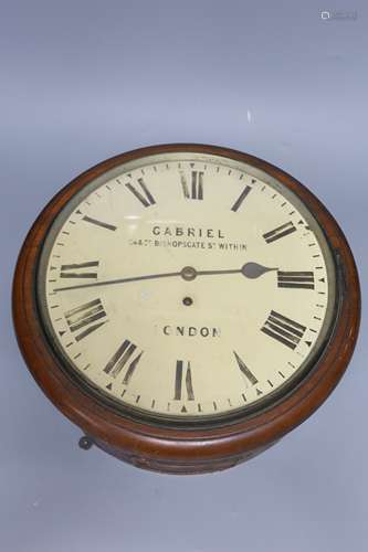 A Victorian Gabriel of London wall clock, single fusee movem...