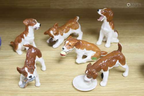 A group of six Beswick dogs