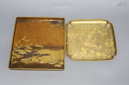 A good quality Japanese maki-e lacquer dish and a similar pa...