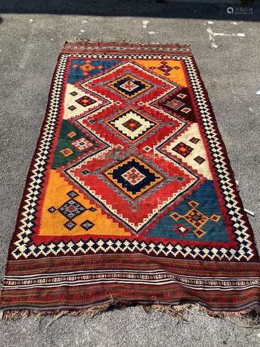 A Kelim polychrome flatweave carpet (worn), approx. 150 x 30...