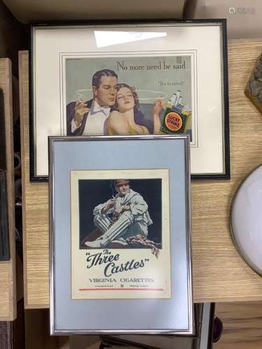 Two smoking related advertising prints, lucky strike and the...