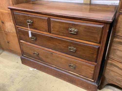 A late Victorian walnut chest of drawers, width 106cm depth ...