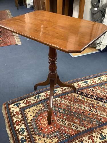 A 19th century rectangular mahogany tilt-top pedestal table,...