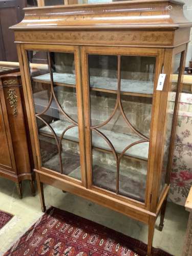 An Edwardian marquetry inlaid mahogany display cabinet, widt...