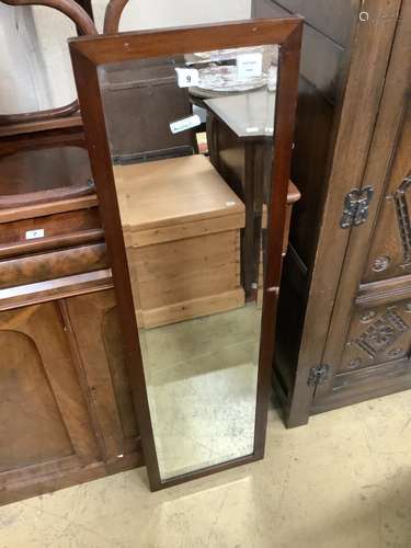 An Edwardian mahogany robing mirror, width 36cm height 128cm