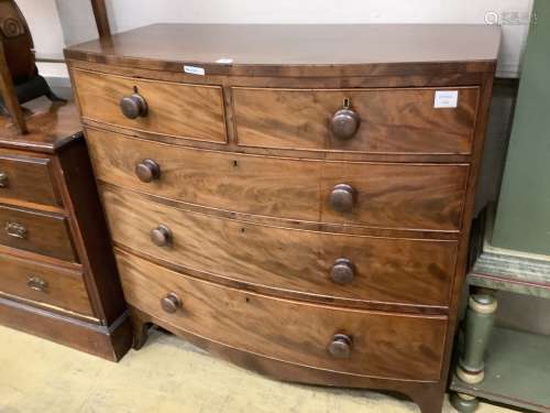 A Regency mahogany bowfront chest, width 106cm depth 50cm he...