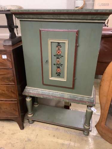 A Swedish painted pine side cabinet, width 84cm depth 29cm h...