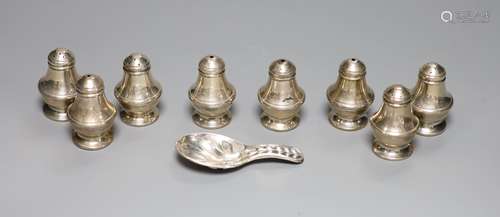 A set of eight modern silver condiments, 48mm, 89 grams and ...