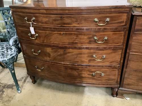 A Regency inlaid mahogany chest fitted four graduated long d...