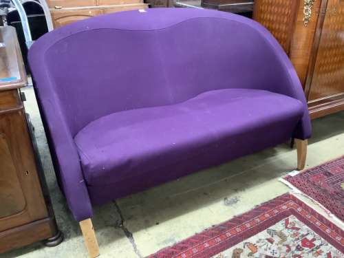 A contemporary purple fabric two seater settee, width 133cm ...