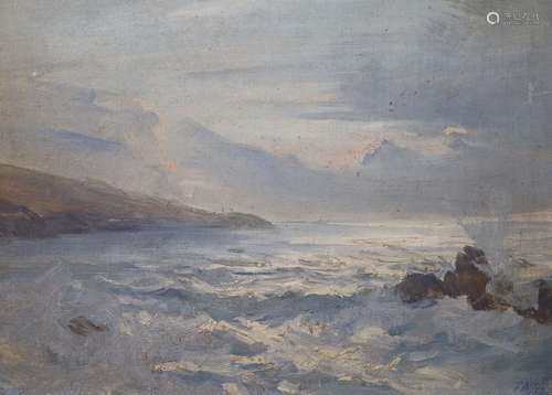 J.H. Bland (1893), oil on canvas, Coastal landscape, initial...